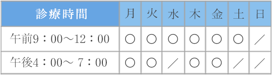 診療時間一覧